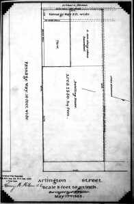 Plan showing passageway at rear of 2-3 Arlington, May 17, 1862, Suffolk County Deed Registry, Book 812, page 257