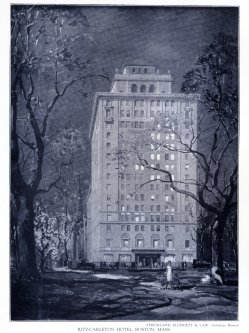 Drawing of the Ritz-Carlton Hotel, published soon after its opening in May of 1927; Achievements of New England Architects and Engineers (Lewis J. Hewitt, 1927)