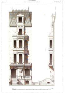 117 Beacon, architectural drawing from César Daly's Revue générale d'Architecture; 1870