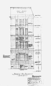 132 Beacon, Beacon Street elevation (1930), by architects Shepard and Stearns; couresty of the Boston Public Library Arts Department