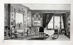 Dining room of 142 Beacon,The Book of American Interiors, by Charles Wyllys Elliott (1876)