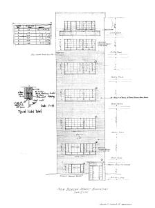 Architectural rendering of the proposed remodeling of the front elevation of 186 Beacon (Apr1960), by Joseph DiStefano, Jr., architect; Boston Ciry Archives, City of Boston Blueprints Collection