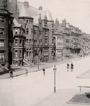 North side of Beacon, looking east from Exeter, 276 Beacon in the foreground (ca. 1898), courtesy of the Bostonian Society 