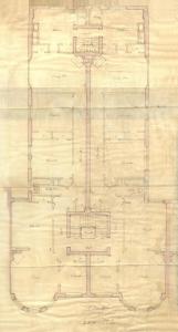 Second floor plan of 259 Beacon, bound with the final building inspection report , 30Dec1889 (v. 33, p. 114), with some water damage; Boston City Archives