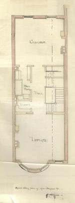 Second floor plan of 375 Beacon, bound with the final building inspection report, 13Nov1886 (v. 16, p. 60); Boston City Archives