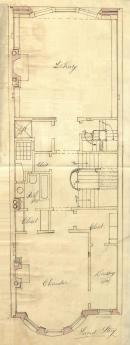 Second floor plan of 472 Beacon, bound with the final building inspection report, 23Dec1892 (v. 49, p. 132); Boston City Archives