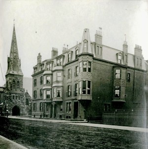 300-304 Berkeley, with First Church in the distance (ca. 1885), courtesy of the Boston Athenaeum