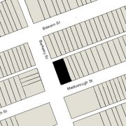 Irregular lot: 49.67' on Marlborough, 49.94' on Alley 421, 112' East-West (5,580 sf)