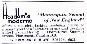 Advertisement for the Academie Moderne; Boston's Back Bay, published by the Back Bay Association, 1941
