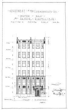 Architectural rendering of 56 Commonwealth (1930) by George Jacob Nelson, architect; courtesy of the Boston Public Library