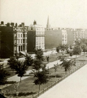 109-111 Commonwealth and 260 Clarendon (ca. 1875), detail from photograph taken from the Hotel Vendôme, courtesy of the Boston Athenaeum