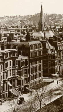 260 Clarendon and 107-109 Commonwealth; detail from photograph of the north side of Commonwealth looking east (ca. 1890); courtesy of Barry and Judith Solar