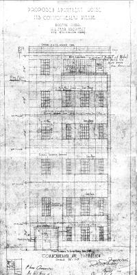 Architectural rendering of proposed front elevation of 113 Commonwealth (1936), by architect Herman L. Feer; courtesy of the Boston City Archives, Blueprints Collection
