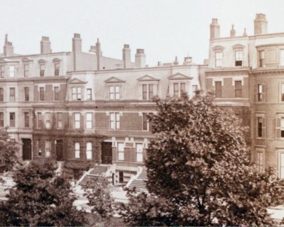 118-124 Commonwealth; detail from photograph taken in June 1884 from 129 Commonwealth; Manning family album, courtesy of Historic New England