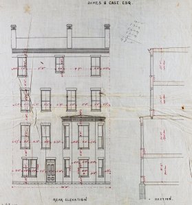 Rear elevation of 120 Commonwealth drawn ca. 1873 by Emerson and Fehmer for James B. Case; courtesy of Historic New England