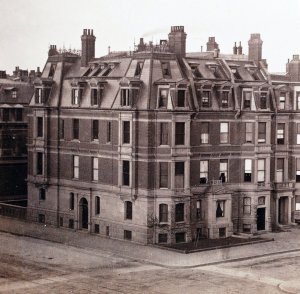 151 Commonwealth and 303 Dartmouth, detail from a photograph taken December 1883 from the Hotel Vendôme; Manning family album, courtesy of Historic New England