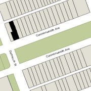 Irregular Lot 38 feet on Commonwealth, 27.67 feet on Alley 424, 124.5' North-South (3,768 sf)
