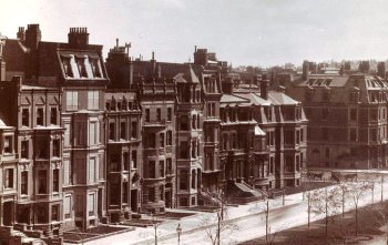 306 Dartmouth and 161-171 Commonwealth, detail of photograph taken from the Hotel Vendôme (ca. 1885); courtesy of the Print Department, Boston Public Library