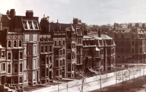 306 Dartmouth and 161-171 Commonwealth, detail of photograph taken from the Hotel Vendôme (ca. 1885); courtesy of the Print Department, Boston Public Library