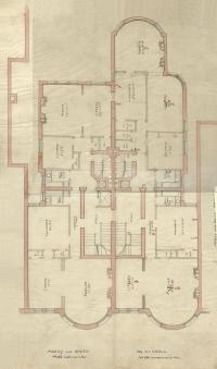 Floor plan of 186-188 Commonwealth (probably second floor), bound with the final building inspection report , 23Oct1891 (v. 42, p. 41); Boston City Archives