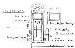 Proposed lowered front entrance at 197 Commonwealth (1947), Clark F. Merrick, architect; courtesy of the Boston Public Library Arts Department