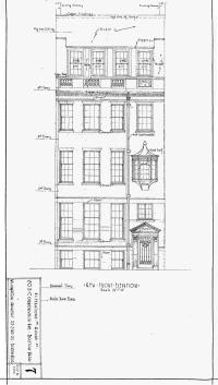 Architectural rendering of proposed front elevation of 203 Commonwealth (1929), by architect William H. Cox; courtesy of the Boston City Archives, City of Boston Blueprints Collection