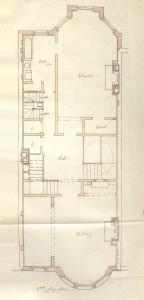Second floor plan of 234 Commonwealth, bound with the final building inspection report, 4Jun1890 (v. 35, p. 29); Boston City Archives