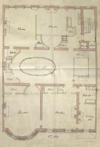 Second floor plan of 287 Commonwealth, bound with the final building inspection report, 13Nov1893 (v. 54, p.. 35); courtesy of the Boston Public Library Arts Department
