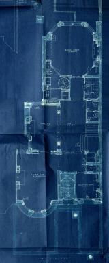 First floor plan of 304 Commonwealth, bound with the final building inspection report, 9Jul1896 (v. 77, p. 55); Boston City Archives