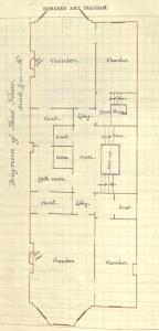Drawing of third floor plan for 323 Commonwealth, drawn on the final building inspection report, 4Oct1880 (v. 1, p. 54); courtesy of the Boston Public Library Arts Department