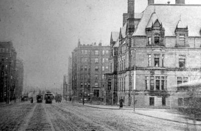 355 Commonwealth (ca. 1893), looking north on Massachusetts Avenue towards 411 Marlborough (416 Marlborough not yet built); courtesy of Anthony Sammarco