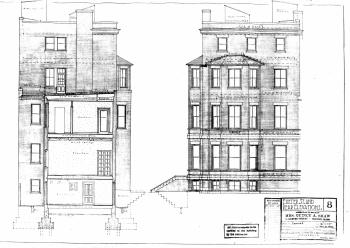 Rendering of Exeter St. and western façades , by architects Richardson, Barott, and Richardson (Dec1922); courtesy of the Boston Public Library Arts Department, City of Boston Blueprints Collection