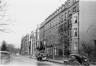 Looking east from 30 Marlborough towards the Public Garden (ca. 1942), photograph by Bainbridge Bunting, courtesy of The Gleason Partnership