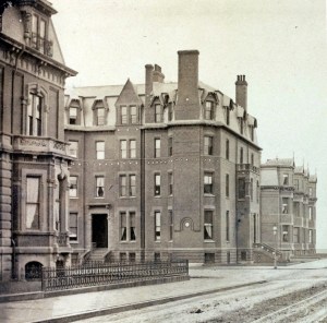 Detail from a photograph looking west on Marlborough (ca. 1875), showing the northern portion of the façade of 314 Dartmouth; courtesy of Historic New England