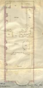 Second floor plan of 188 Marlborough, bound with the final building inspection report, 15Dec1885 (v. 14, p. 12); Boston City Archives