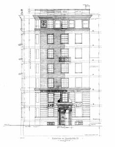 Architectural rendering of the Gloucester Street elevation of 8 Gloucester, by architects Parker, Thomas, and Rice; Boston City Archives, City of Boston Blueprints Collection