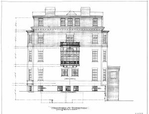 Architectural rendering of proposed Hereford Street elevation of 362 Marlborough (1912), by architect Edmund Q. Sylvester; courtesy of the Boston City Archives, City of Boston Blueprints Collection