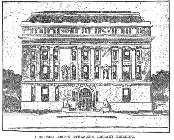 Architect's rendering of proposed Boston Athenaeum Building at 13-15 Arlington, May 1902