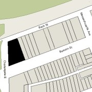 Irregular Lot 113.64' on Beacon, 158.17' on Charlesgate East, 63.45 on Back St., 150' on west (13,282 sf)