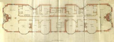 Floor plan of second through sixth floors of 7-9 Massachusetts Avenue, bound with the final building inspection report, 27Jul1889 (v. 30, p. 82); courtesy of the Boston Public Library Arts Department
