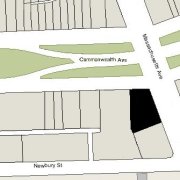 Irregular Lot: 61.91' on Commonwealth and 121.64' on Massachusetts Avenue (10,972 sf)