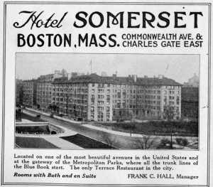 Advertisement for the Hotel Somerset, 1922 Automobile Blue Book
