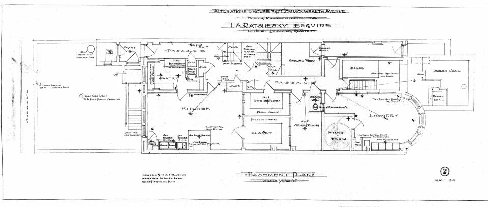 Comm 347 - Basement Floor Plan (1912) - BPL - Blueprint - BW