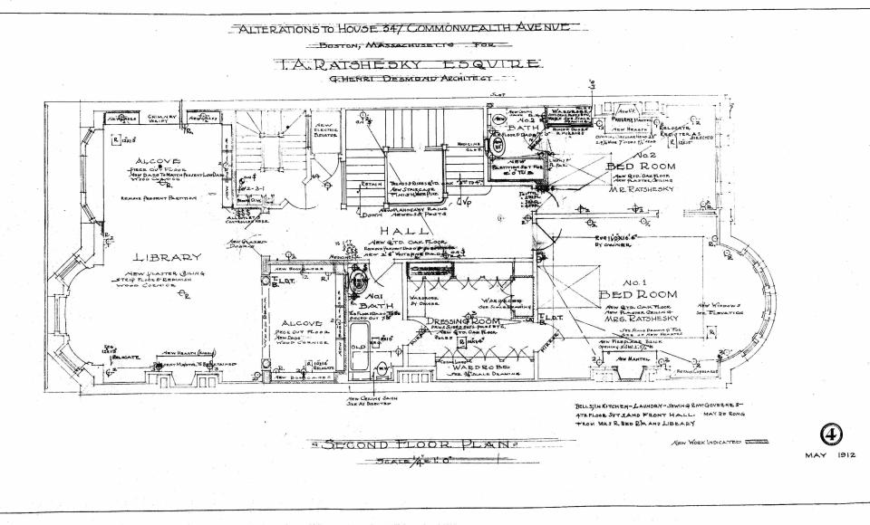 Comm 347 - Second Floor Plan (1912) - BPL - Blueprint - BW