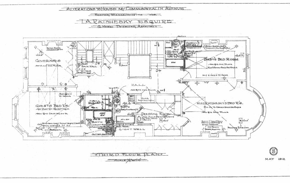 Comm 347 - Third Floor Plan (1912) - BPL - Blueprint - BW